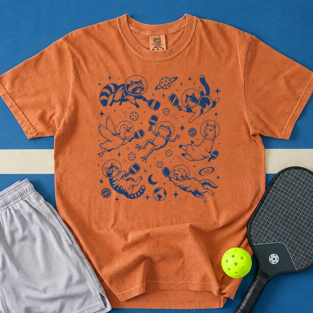 May include Space Pickleball T-Shirt in yam t-shirt with Space Pickleball design