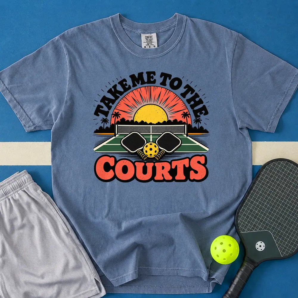 May include Take Me To The Courts T-Shirt in blue jean t-shirt with Take Me To The Courts design