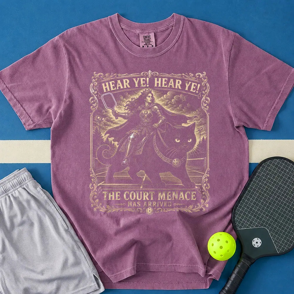 May include The Court Menace Has Arrived T-Shirt in berry t-shirt with The Court Menace Has Arrived design