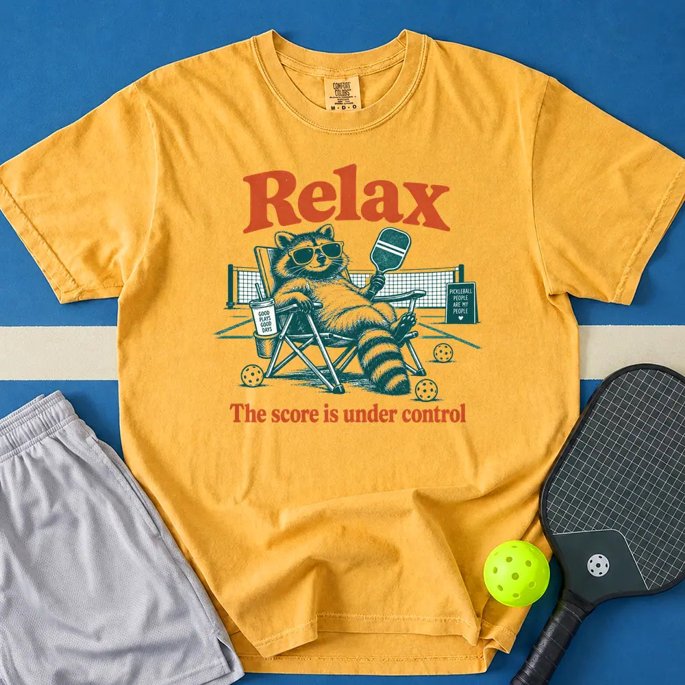 May include The Score Is Under Control T-Shirt in mustard t-shirt with The Score Is Under Control design