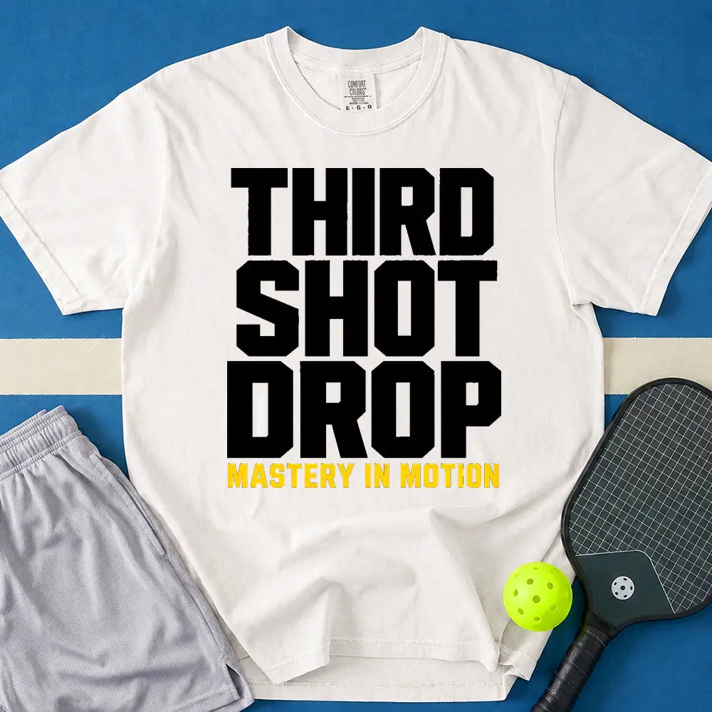 May include Third Shot Drop Master T-Shirt in white t-shirt with Third Shot Drop Master design
