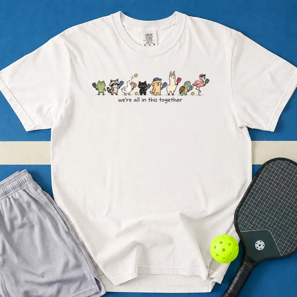 May include We're All In This Together T-Shirt in white t-shirt with We're All In This Together design
