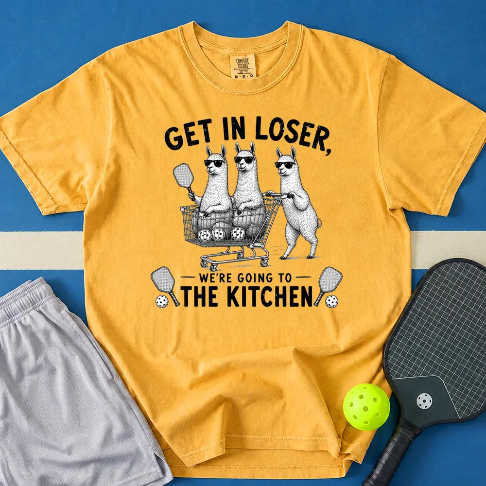 May include We're Going The Kitchen T-Shirt in mustard t-shirt with We're Going The Kitchen design