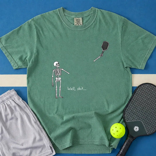 May include Well Shit Paddle Skeleton T-Shirt in light green t-shirt with Well Shit Paddle Skeleton design