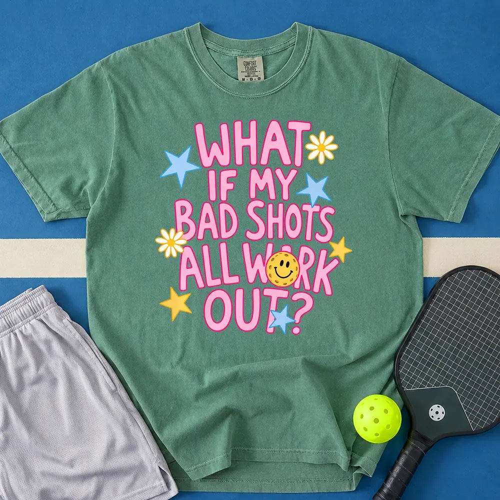 May include What If My Bad Shots All Work Out T-Shirt in light green t-shirt with What If My Bad Shots All Work Out design