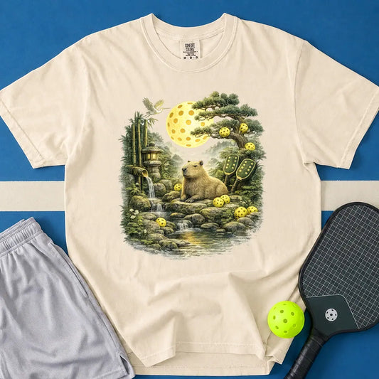 May include Zen Capybara T-Shirt in ivory t-shirt with Zen Capybara design
